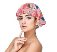Preciosa fresa rosa,Gorro de dormir de satén para adultos - Gorro de dormir elástico para mujer, cubrecabello nocturno