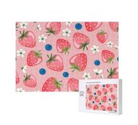 Preciosa Fresa Rosa,Rompecabezas de Madera de 300 Piezas, Juego Familiar, Rompecabezas para Adultos, Adolescentes, decoración del hogar