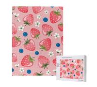 Preciosa Fresa Rosa,Rompecabezas de Madera de 500 Piezas para Adultos y Adolescentes.