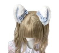 Preciosa horquilla realista con orejas de gato peludas con lazos para fiestas de Halloween y juegos de disfraces, accesorios para el cabello