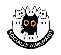 Preciosa insignia de solapa de gatos negros con símbolo de batería social baja para divertirse comunicación emocional entre amigos, pines de batería baja, talla única, como se describe