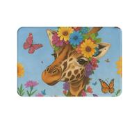 Preciosa Jirafa, Mariposa En Flor Colorida Alfombra Baño Secado Rápido Felpudo De Entrada Plegable Alfombra Exterior para Bañera Cocina Pasillo 40X60Cm