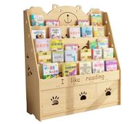 Preciosa Y Práctica Estantería Infantil De Gran Capacidad. Librería Esquinera Decorativa para Salón. Pequeño Y Sencillo Estante para Guardar Libros De Varias Capas. con Cajón (Color : Wood, S : 100*