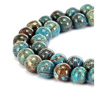 Preciosas cuentas redondas de ágata de encaje azul loco natural de 39,4 cm para hacer joyas (8 mm).