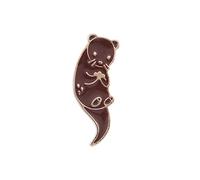 Precioso broche de bloque de hielo con nutrias marinas que abrazan a la mano, insignia de moda, regalo de joyería, adorno de disfraz, talla única, como se describe