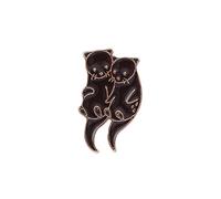 Precioso broche de bloque de hielo de nutrias marinas abrazando con dibujos animados de nutrias tomadas de la mano, insignia, alfileres de solapa de moda, joyería, regalo, decoración de abrigo, talla