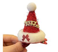 Precioso clip para el pelo con diseño de gorro de Papá Noel, accesorio para festivales, vacaciones, celebraciones, mujeres, niñas, festivales, clip para niños