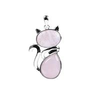 Precioso collar con colgante en forma de gato para dama joven, regalo de cumpleaños, tema de gato, joyería, cuarzo rosa