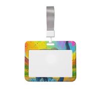 Precioso elefante bajo un cielo colorido, funda para porta credencial, cuerda colgante, carcasa protectora para el pecho