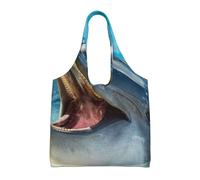 Precioso estampado de delfines,Bolsas de mano reutilizables, bolsas de supermercado, bolso de hombro de lona de gran capacidad