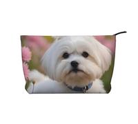 Precioso Estampado de Perro maltés,Neceser de Pana, Neceser de Maquillaje portátil, Neceser de Viaje