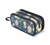 Precioso estuche para lápices con diseño de pingüino estrellado, bolsa de gran capacidad para niños y niñas, 3 compartimentos, organizador de papelería, estuche para escuela, oficina, trabajo, Lovely
