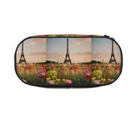 Precioso estuche unisex con diseño de la Torre Eiffel de París, diseño compacto para lápices, objetos pequeños, cremallera de doble cabeza, Black, Talla única, Neceser de maquillaje