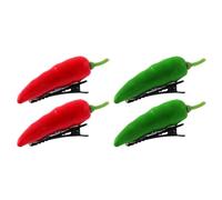 Precioso flequillo de horquillas de simulación 3D para vegetales, pasadores laterales, pimientos, pelo de chile, verde, flequillo rojo, tocado V7X3