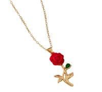 Precioso hermoso terciopelo rojo colgante collar oro tono floral joyería accesorios regalos para joyería hecha a mano para ella