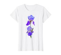 Precioso Iris Púrpura Exótico En Blanco Formas Mania Camiseta gráfica económica, Mujer, Blanco, L