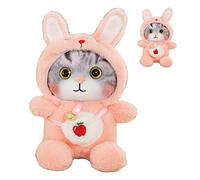 Precioso Juguete de Peluche de Gato, Muñeco de Peluche Peludo con Campana para Cumpleaños de Niños, Juguete de de Gato Suave y Lindo para el Aburrimiento y la Soledad (Pink)
