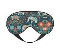 Precioso patrón de prados con elefante floral en máscara de ojos, unisex, cero presión ocular, cubierta suave para sombra de ojos para viajes