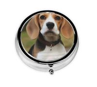 Precioso perro Beagle estampado, Pastillero, Pastillero redondo Pequeño contenedor de pastillas Organizador de pastillas de viaje