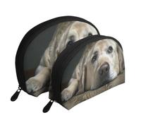 Precioso Perro Labrador, Bolsa de Maquillaje de Concha, Monedero pequeño para Mujer, Bolsa de artículos de tocador, Bolsa de cosméticos, 2 Piezas