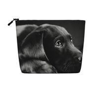Precioso Perro Labrador Negro,Neceser de Maquillaje de imitación Lino, Neceser de Viaje portátil