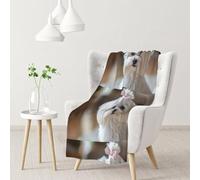 Precioso Perro maltés Impreso,Manta Suave y cálida de Franela Antibolitas, 76 x 102 cm