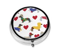 Precioso perro salchicha, Pastillero, Pastillero redondo Pequeño contenedor de pastillas Organizador de pastillas de viaje