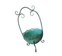 Precioso recipiente colgante de hierro para balcón con patrón de encaje intrincado, adecuado para casa y oficina, elegante contenedor de flores de escritorio