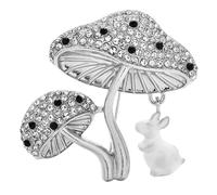 Preciosos broches de setas y conejos for mujer, bicolores, con diamantes de imitación, for fiestas de plantas y animales.(STYLE PC)