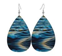 Preciosos pendientes colgantes de cuero con estampado de perro Golden Retriever para mujer, aretes ligeros de lágrima a la moda, talla única, Cuero