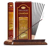 Precious Chandan - Varillas de incienso y soporte para varillas de incienso (sándalo indio)