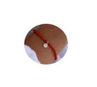 Precious-GEMS Jewelry Auténtico Coral Rojo del Mar Mediterráneo | Pulsera de Coral Genuino 4mm | Natural Italiano