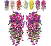 Precisetrue Hanging Flowers, Home Garden Decoration, Simulation Outdoor Artificial Plants, for Outdoor Porch Wall, Artificial Hanging Flowers in Basket for Patio (RosePurple)