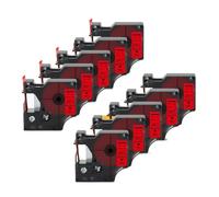 PrecisGear 10PK 45021 Cinta de Etiquetas 12 mm x 7 m Compatible con 350 LM160 280 con Casete de Cinta D1 Blanco sobre Negro(Black on Red)