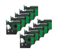 PrecisGear 10PK 45021 Cinta de Etiquetas 6 mm x 7 m Compatible con 350 LM160 280 con Casete de Cinta D1 Blanco sobre Negro(Black on Green)