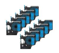 PrecisGear 10PK 45021 Cinta de Etiquetas 6 mm x 7 m Compatible con 350 LM160 280 con Casete de Cinta D1 Blanco sobre Negro(Black on Blue)