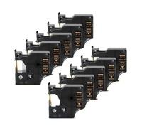 PrecisGear 10PK 45021 Cinta de Etiquetas 9 mm x 7 m Compatible con 350 LM160 280 con Casete de Cinta D1 Blanco sobre Negro(Gold on Black)
