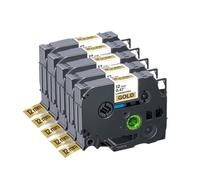 PrecisGear 5/10/20pk TZE231 Cinta de Etiqueta Compatible de 12 mm compatibles con PTH110 TZE231 TZE131 TZE531 TZE631 TZE334 TZE335(5PK Black on Gold)