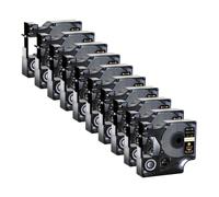 PrecisGear 5/10 Uds. Cintas de Etiquetas de 12mm compatibles con 100 450D for Fabricantes de Etiquetas D1 A45010 A45013 A45018(10PK Gold on Black)