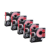 PrecisGear 5/10 Uds. Cintas de Etiquetas de 12mm compatibles con 100 450D for Fabricantes de Etiquetas D1 A45010 A45013 A45018(5PK Black on Red)
