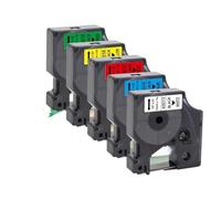 PrecisGear 5 10pcs Compatible D1 45013 45018 45010 Cinta de Etiqueta de 12 mm Black on White Yellow Works con la Impresora de Etiquetas 160 280 para el número D1(5PK Mixed Colors)