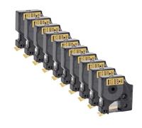 PrecisGear 5 10pcs Compatible D1 45013 45018 45010 Cinta de Etiqueta de 12 mm Black on White Yellow Works con la Impresora de Etiquetas 160 280 para el número D1(10PK Black on Gold)