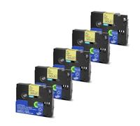 PrecisGear 5/10pk 6 mm 9 mm 12 mm 18 mm 24 mm TZE Lamined Tape Compatible con PT 210D Etiqueta para el número TZE231 TZE241 TZ131 TZE251(Black on Gold-5PK)