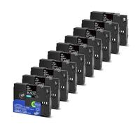 PrecisGear 5/10pk 6 mm 9 mm 12 mm 18 mm 24 mm TZE Lamined Tape Compatible con PT 210D Etiqueta para el número TZE231 TZE241 TZ131 TZE251(White on Black-10PK)