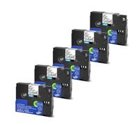 PrecisGear 5/10pk 6 mm 9 mm 12 mm 18 mm 24 mm TZE Lamined Tape Compatible con PT 210D Etiqueta para el número TZE231 TZE241 TZ131 TZE251(Black on Clear-5PK)