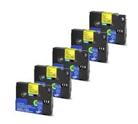 PrecisGear 5/10pk 6 mm 9 mm 12 mm 18 mm 24 mm TZE Lamined Tape Compatible con PT 210D Etiqueta para el número TZE231 TZE241 TZ131 TZE251(Black on Yellow-5PK)