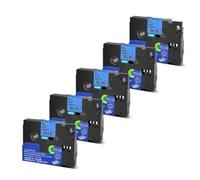 PrecisGear 5/10pk 6 mm 9 mm 12 mm 18 mm 24 mm TZE Lamined Tape Compatible con PT 210D Etiqueta para el número TZE231 TZE241 TZ131 TZE251(Black on Blue-5PK)