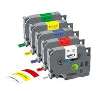 PrecisGear 5/10pk Compatible con 12 mm TZE231 TZE White Label La Cinta Funciona con TZE 231 TZE131 631 334 335 para el Fabricante de Etiquetas PTH110(10PK 5Mixed Colors)
