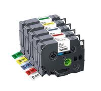 PrecisGear 5pcs/10pcs TZE-231 Compatible con Cinta de Etiqueta de 12 mm Laminada para el número TZE231 Funciona con el Fabricante de Etiquetas PTH110 D210(5PK 5Mixed Colors)