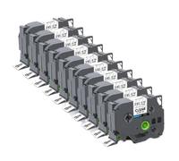 PrecisGear 5pcs/10pcs TZE241 Cinta de Etiqueta de 18 mm Compatible con PTH500 PTE300 Etiqueta Los Funcionan con TZE-241 TZE141 TZE641 para el número TZE241(10PK Black on Clear)